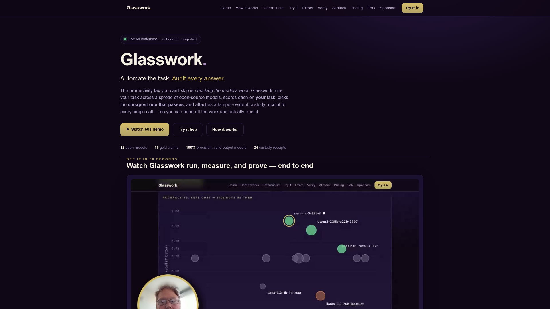 Glasswork - Auditable AI app built with Butterbase