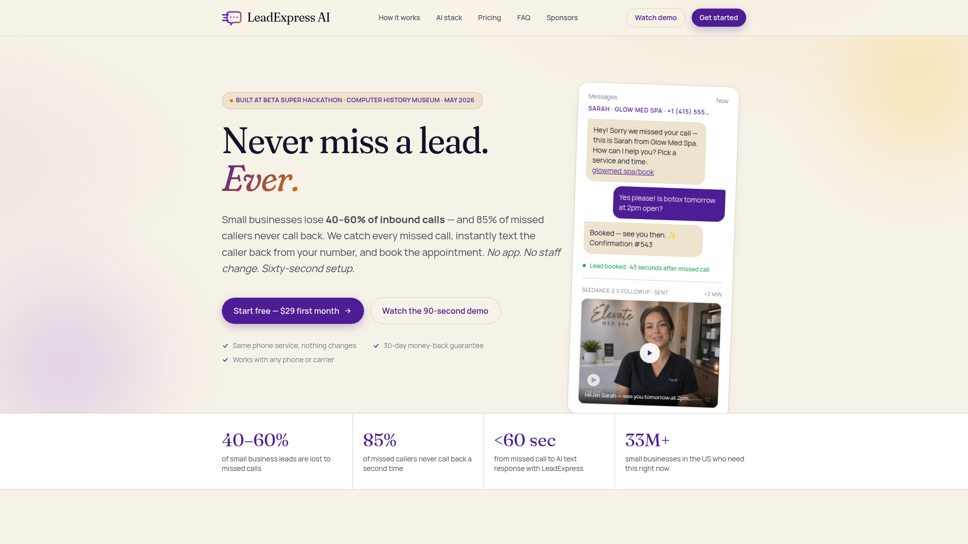 LeadExpress AI - AI Voice & Lead Capture app built with Butterbase